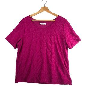 𝅺TANJAY Short Sleeve Top Tee Dark Pink Textured Crewneck size Large L
